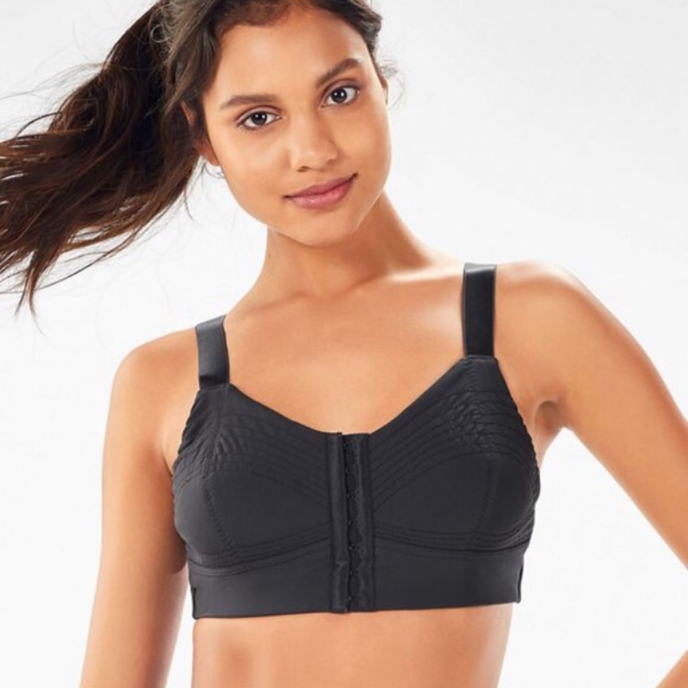 Fabletics Michaela Black Corset Front Hook-and-Eye Bra, EUC, S